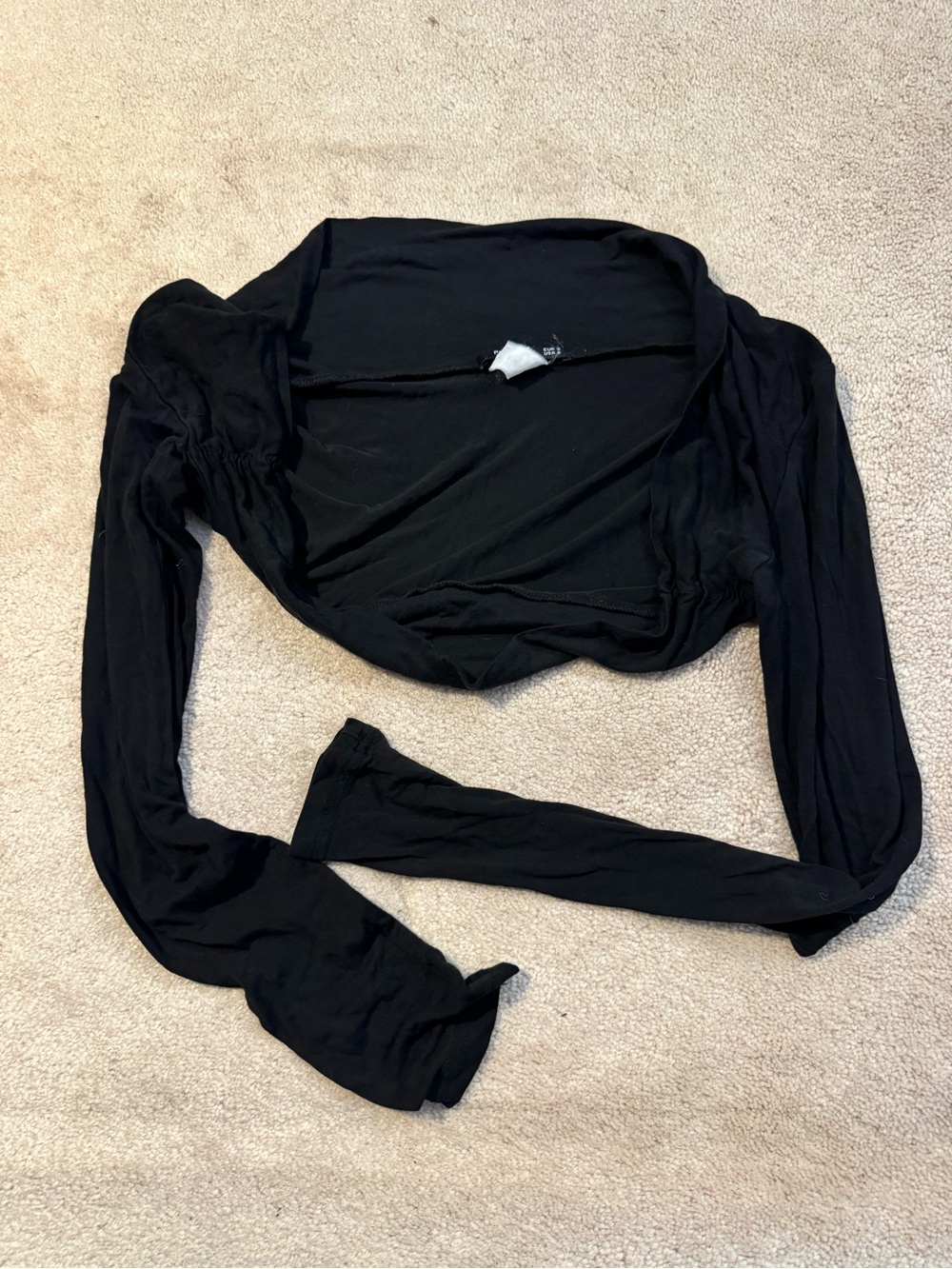 Black Women's Long Sleeve Cropped Shrug - Lightweight Layering Top